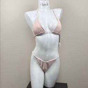 NWT REVOLVE X Tularosa powder pink medium string bikini swim set